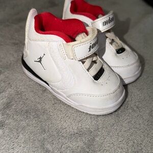Jordan Kids White and Red Sneakers